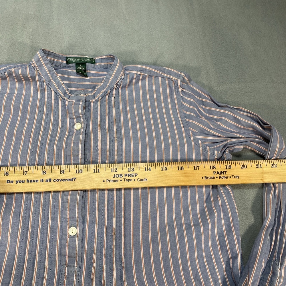 VTG Lauren Jeans Co Ralph Lauren Womens 1/2 Button Down Top Blue Striped Small - Picture 3 of 6